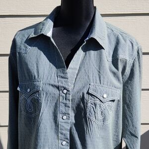 Rough Stock Ladies PANHANDLE Western Rodeo Snap Check Shirt (XL)
